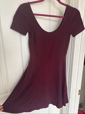 Forever 21 Scoop-Back Fit & Flare Mini Dress in Burgundy